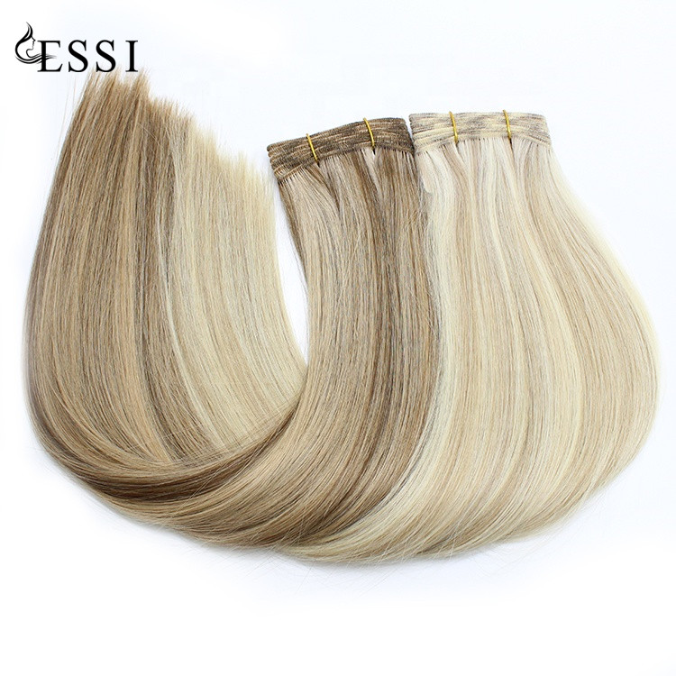Double Drawn 100 Human Hair Weft Very Thick Remy Hair Wholesale Blonde Balayage 