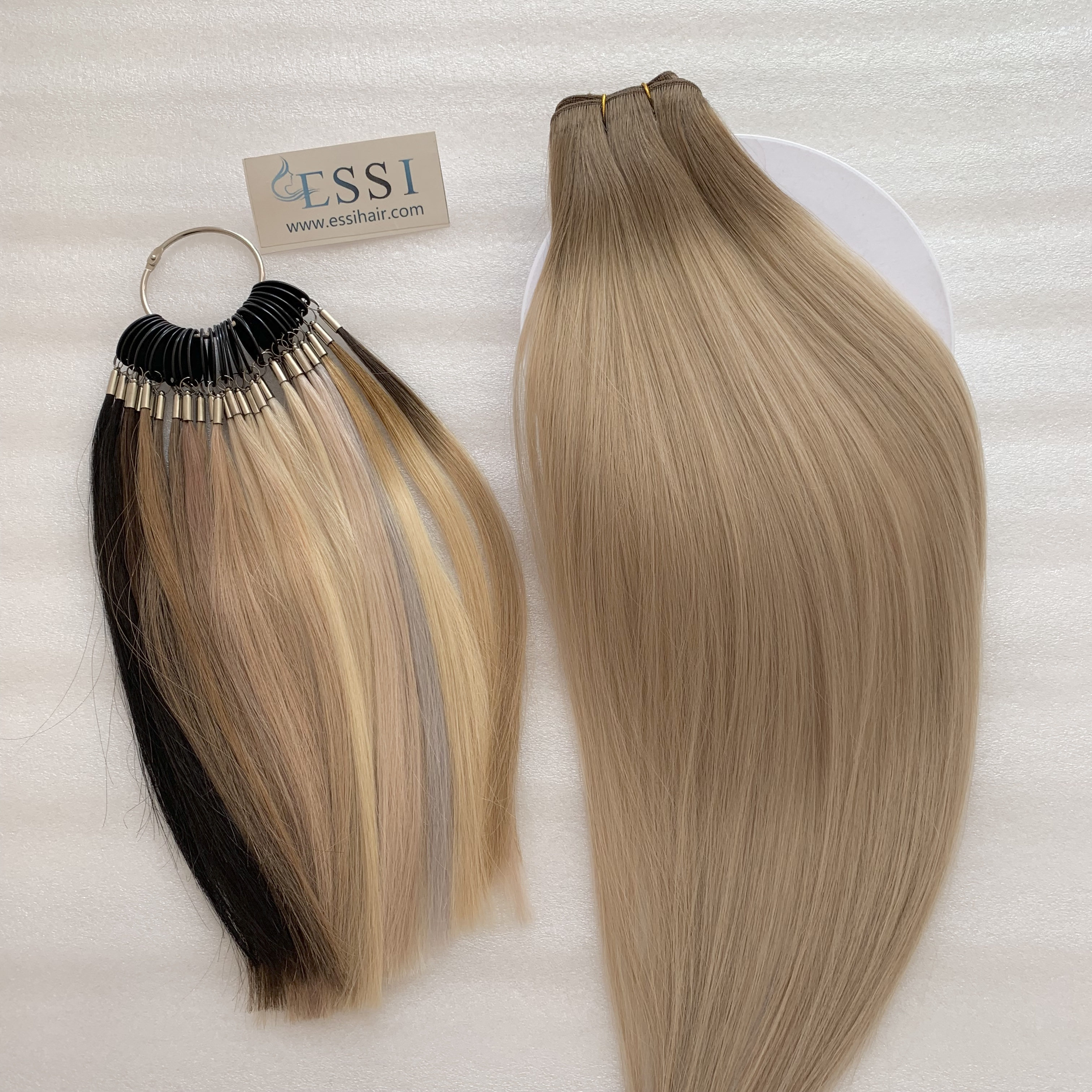 Virgin European Gray Grey And Black Color Straight Ombre Machine Made Hair Weft Extensions 