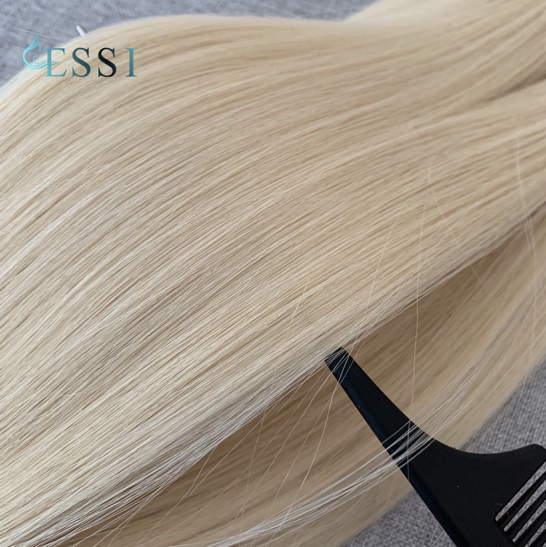 Virgin Cuticle Human Hair Hand Tied Hair Extensions Hair Weft 18 inch Extensions 613 Light Color