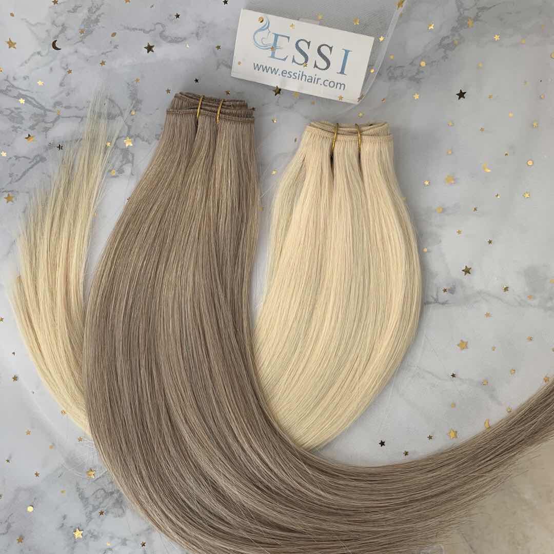 Best Selling Invisible Hidden Crown Grey Brown Wave Essi Hair Weft Brazilian Human Hair 