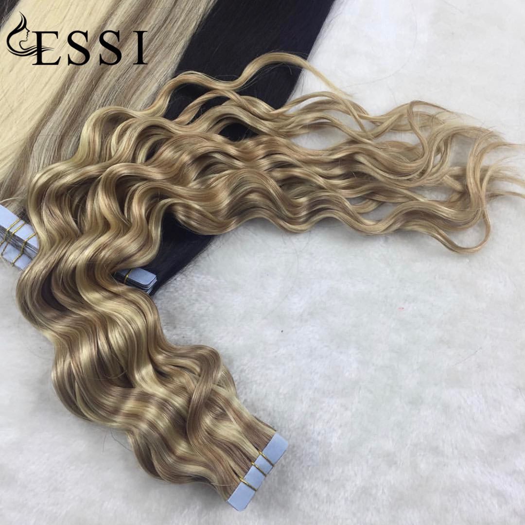 Factory Price Fast Delievey Invisible Deep Curly Wave Cheap Tape In Hair Extensions