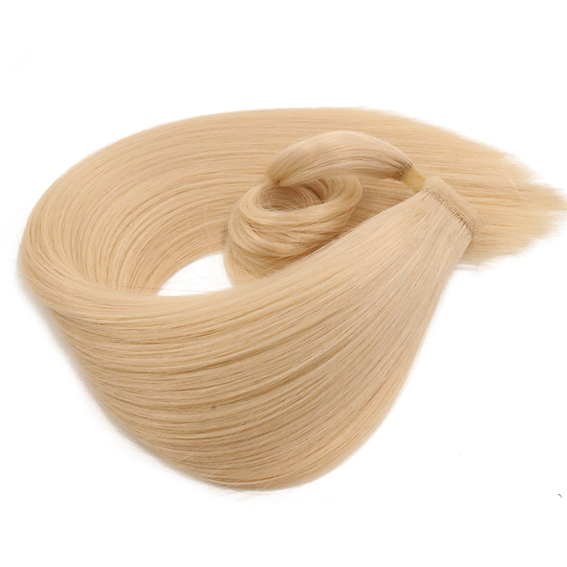 High quality One Piece Real Hair Blonde White Women Hair Ponytail With Clips For Short Thin Hair